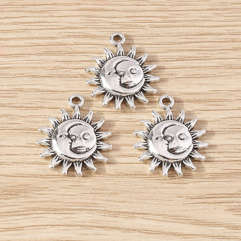 Tusember 10 Stück 28 x 34 mm niedliche Mond-Anhänger aus Legierung für die Schmuckherstellung, Halskette, Ohrringe, Armband, DIY, handgefertigtes Kunsthandwerk – Detail 23