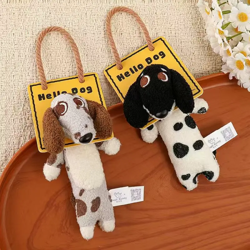 Funny Working Dachshund Plush Lanyard Keychain – Cute Sausage Dog Bag Charm Pendant, Perfect Gift for Couples & Best Friends