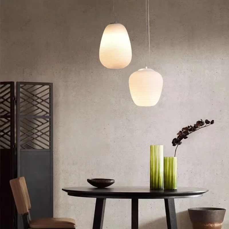 Foscarini Milky White Glass Whorls Cocoon Pendant Light For Kitchen Dining Table Study Room Acrylic House Decor Hanging Lamp