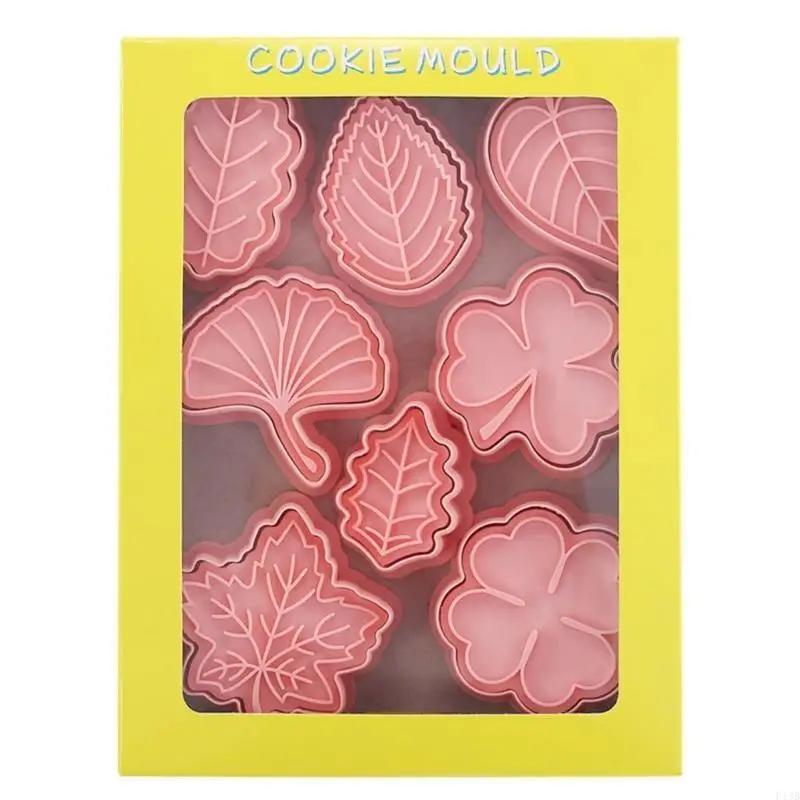 F19B 16pcs/set Leave Cookie Cutters Plastic Biscuit-Mold Cookie-Stamp DIY Craft