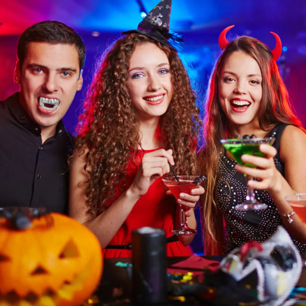 

2Pcs Artificial Teeth Masquerade Fake Fangs Halloween Decor Practical Vivid Costume Party Supply Shock Your Friends