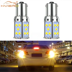 1 bombilla LED P21W 1156 BA15S PY21W BAU15S 35SMD Canbus libre LED lámpara de matrícula de coche luz de señal de giro de coche blanco ámbar.