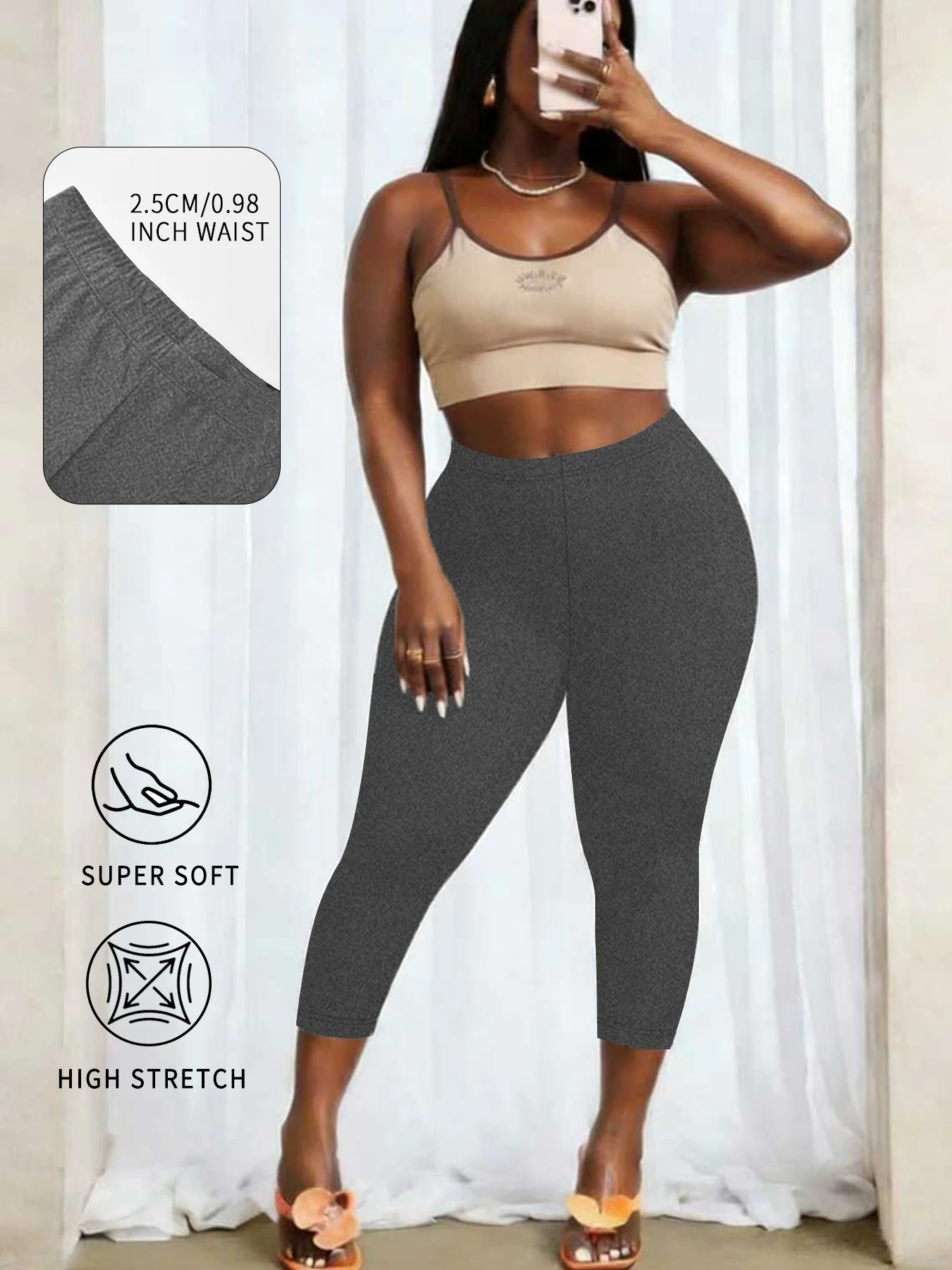 

Супермягкие леггинсы-капри больших размеров для женщин, непрозрачные, для тренировок, бега, йоги, спорта