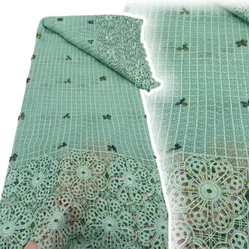 Africká gipúrová krajková látka s vysokou kvalitou, 5 yardů, nigerijská francouzská síťovaná krajka s kamínky nebo na svatební šaty TP1217 10 nejlepší prodej tradiční nigerijská svatební látka - №10