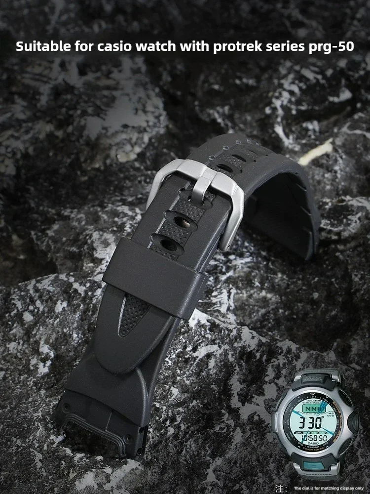

Ремешок для часов из смолы подходит для ремешка для часов Casio серии PROTREK PRG-50 Черный спортивный водонепроницаемый ремешок