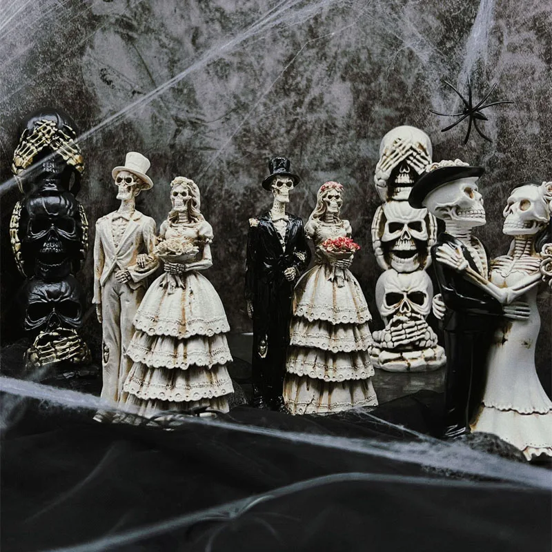 

3D Halloween Skeleton Resin Ornament Set New Desk Decor Gift 2025 Decoration Christmas Decorations 2025 Home Office Ornaments