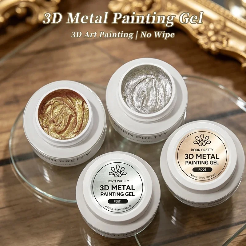 5ml 3D Embossed Metal Sculpture Nail Gel, Plaster Texture Carving Painting Gel DIY Nail Art Manicure Supplies