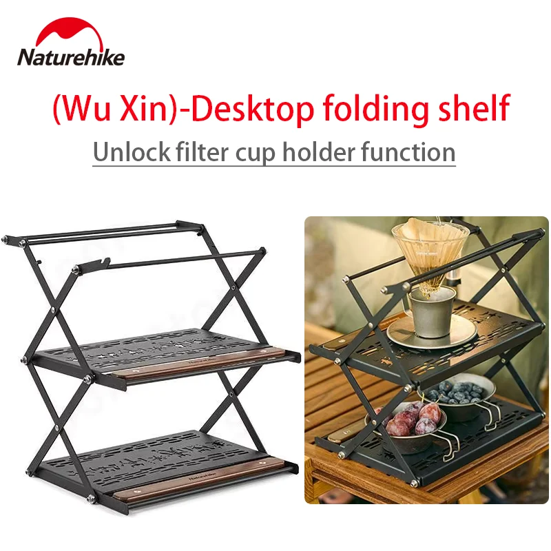 

Naturehike Camping Folding 2 Layer Storage Rack Outdoor Picnic Portable Stainless Steel Kitchen Tableware Multifunction Shelf