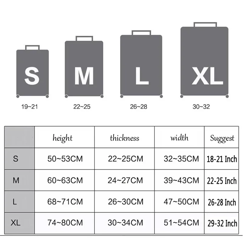 두꺼운 여행 수하물 보호 커버, 여행 가방 케이스 커버, 탄성 수하물 커버, 여행 액세서리, 18-32 인치 여행 가방에 적용