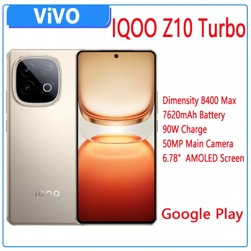 جديد IQOO Z10 Turbo 5G هاتف ذكي الأبعاد 8400 6.78 بوصة 144 هرتز شاشة AMOLED بطارية 7620 مللي أمبير في الساعة 90 وات SuperCharge 50 ميجابكسل كاميرا NFC OTA