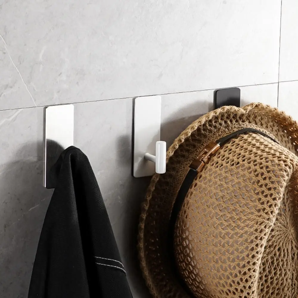 

Настенные крючки для полотенец для халата, самоклеящийся липкий держатель из нержавеющей стали, без следов, водонепроницаемая палка для шкафа, кухня