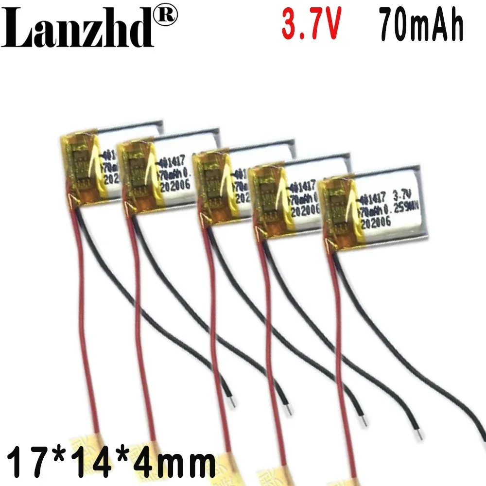 

3.7V rechargeable battery 401417 polymer lithium battery 70MAH For smart wearable Bluetooth headset