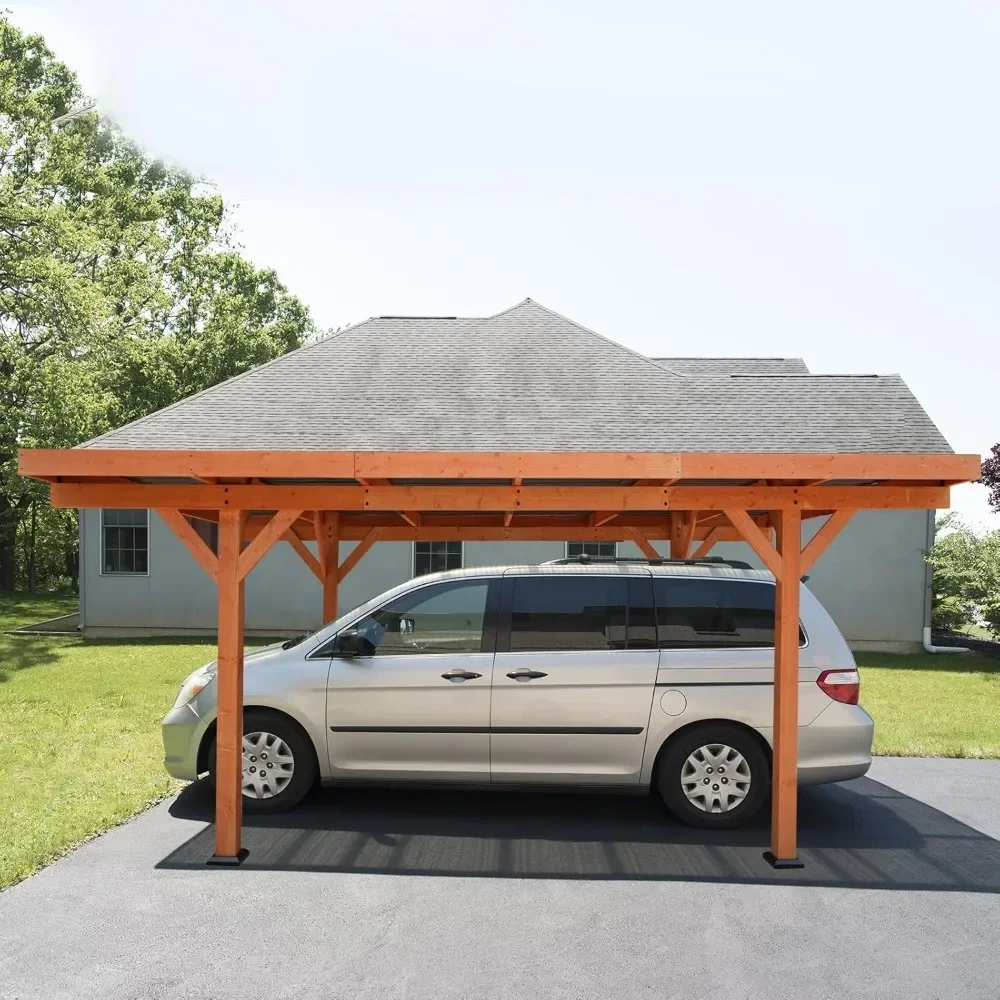 

#For Wood Heavy Duty Carport Garage 18.3x12.6ft Car Shelte with Hard Top Steel Roof and Wooden Frames, Carport Garage&