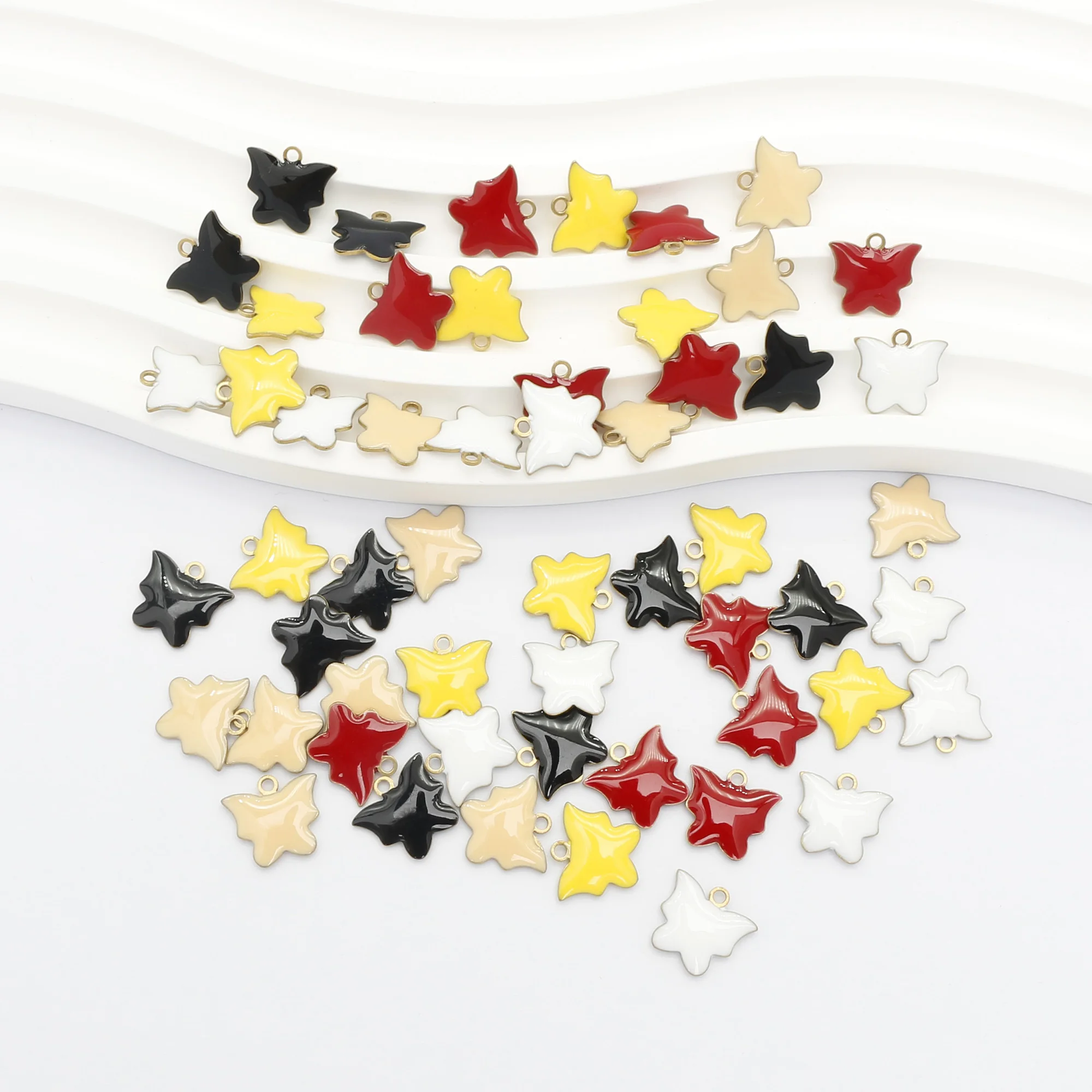 

30PCS Fashion Jewelry Double Copper Faced Enamel Butterfly Charms DIY Metal Necklace Earring Pendants
