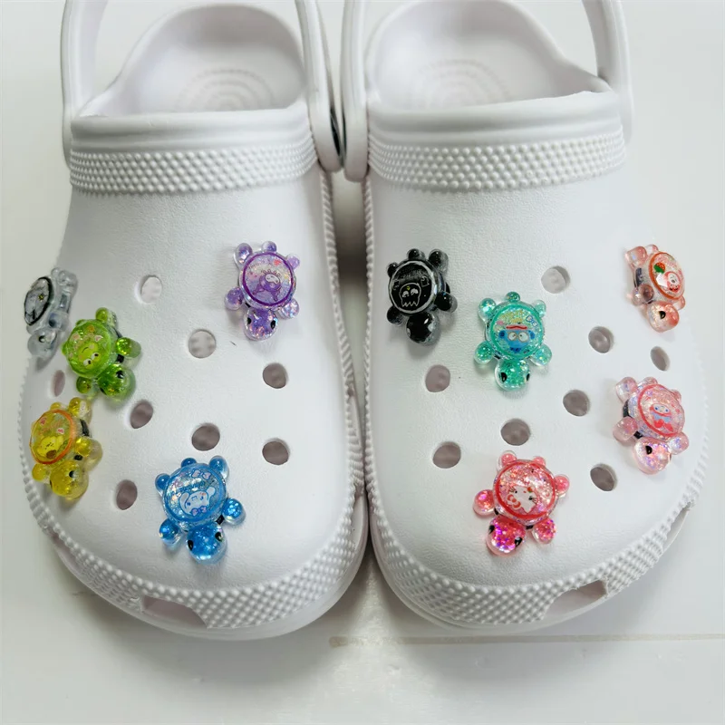 MINISO Sanrio Turtle Shaped Sparkling Multicolor Christmas Shoes Charms Set For Clogs Sandals Cute Animal & Holiday Party Gifts