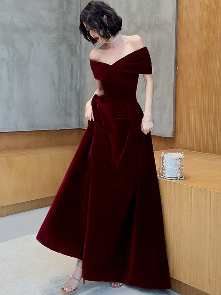 Lautaro Frühling langes Maxikleid Weinrot 5