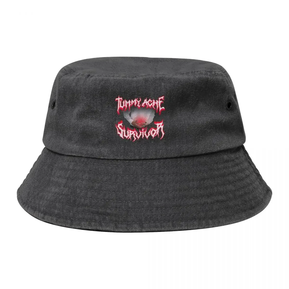 Tummy Ache Survivor Metal Design Bucket Hat New In Hat fishing hat Men's Hats Women's