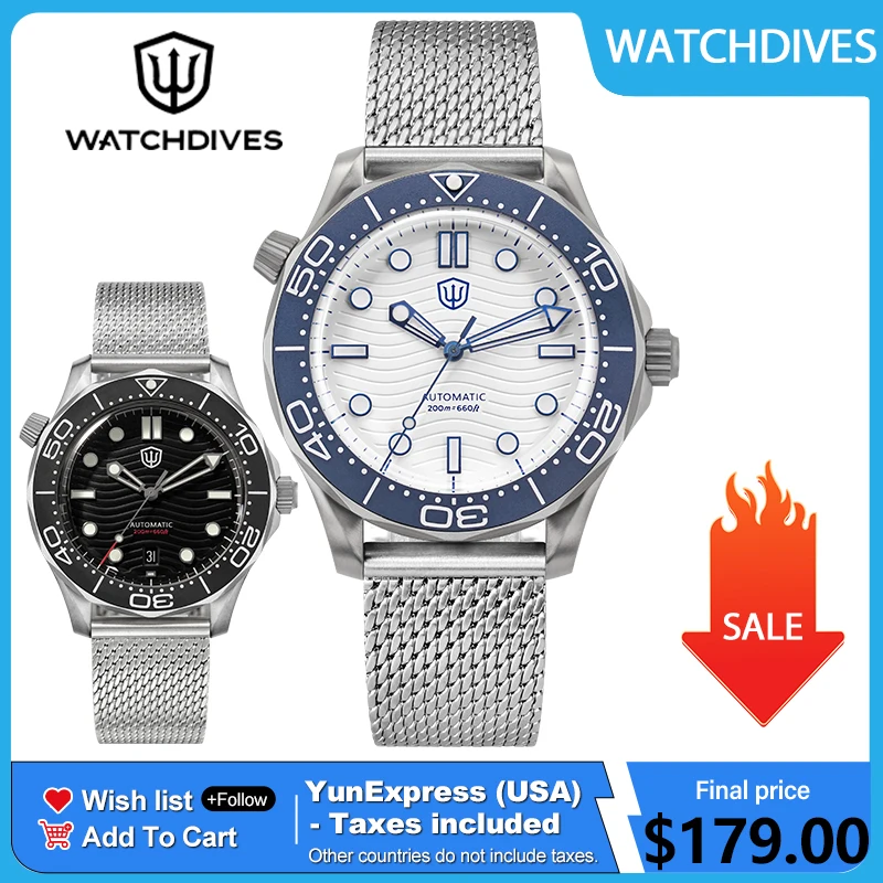 Watchdives WD007 V4 Titanium NTTD Dive Watch SL3001 Automatic Movement Sapphire Super Luminous Domed Crystal 42mm Men Watches