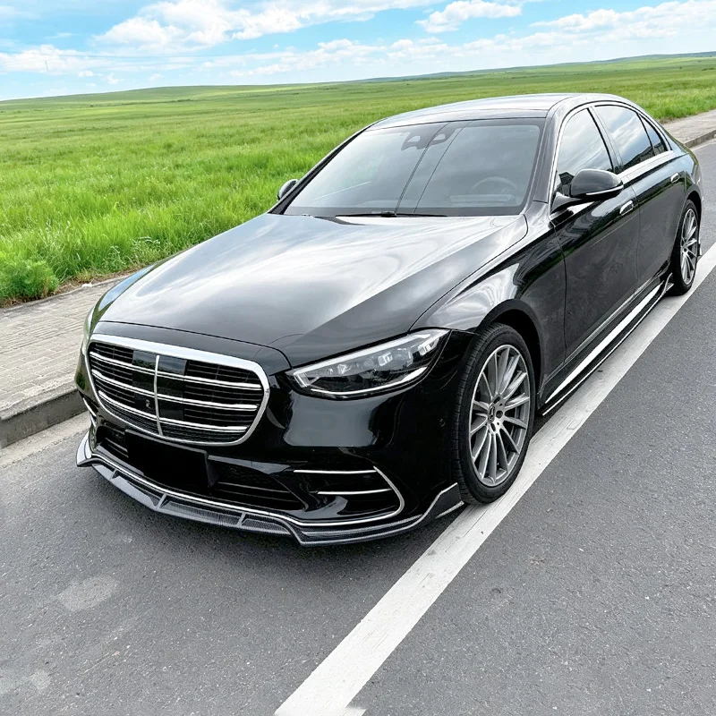 For 2021-2026 Benz S-Class W223 AMG Line Car Front Bumper Splitter Diffuser Spoiler Protective Cover Body Kit Tuning Accessories