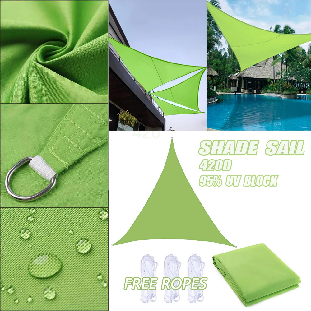 420D 3x3X3/5x5X5M 8sizes Waterproof Polyester Awning Regular Triangle Shade Sail Sun Outdoor Sun Shelter Garden Camping Canopy