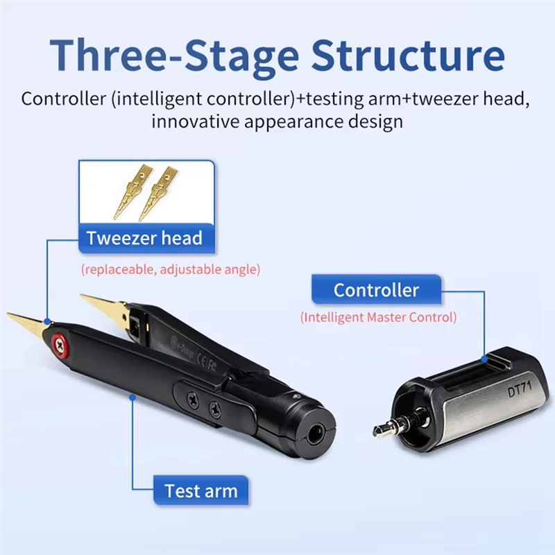 -ABJZ-pinzas digitales inteligentes DT71, Mini probador SMD, medidor LCR, resistencia de diodo, generador de señal de 10Khz, escaneo automático, pantalla OLED