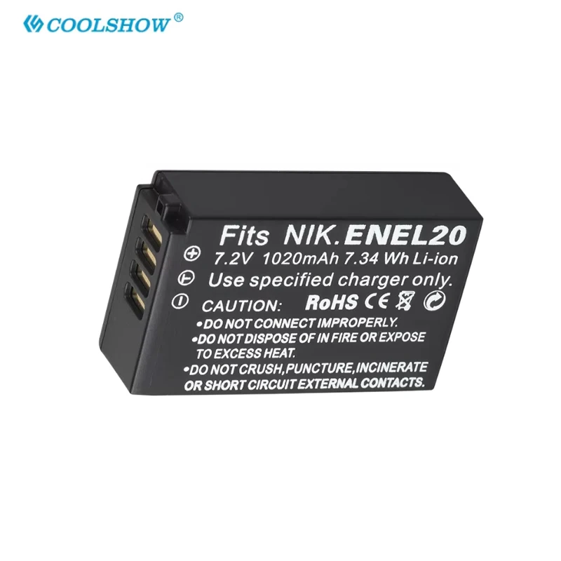 EN-EL20 ENEL20 Battery for NIKON 1 J1 J2 J3 S1 AW1 Coolpix A PM006 S S1 en el20 1020mAh Camera Accessories Bateria