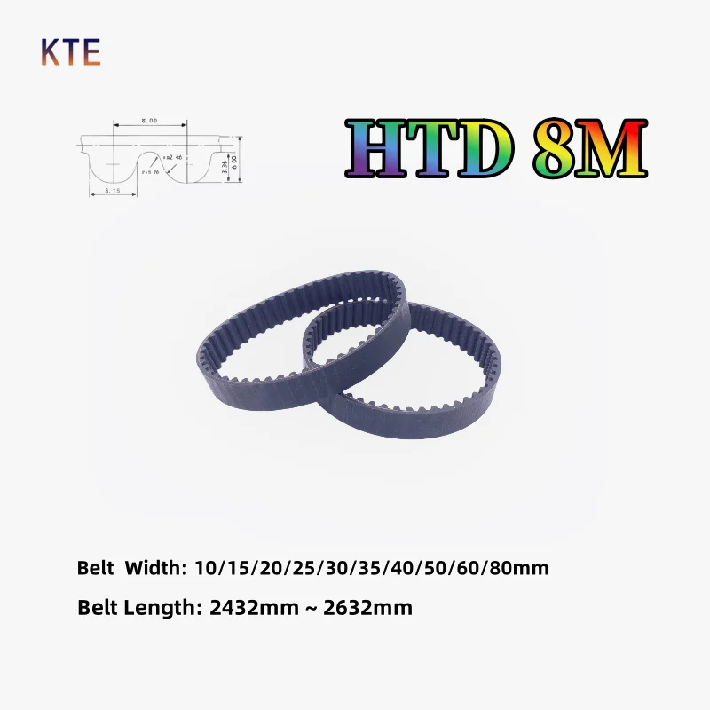 

HTD 8M Длина ремня ГРМ от 2432 мм до 2632 мм 8M Резиновый закрытый ремень Ширина 10 15 20 25 30 35 40 50 60 80 мм Синхронный ремень HTD 8M