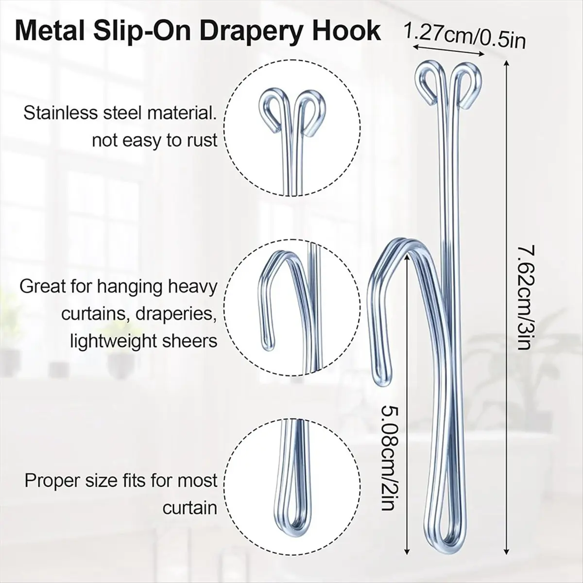 

Верхние 80 шт. металлические крючки для драпировок - металлические крючки для штор, крючки для штор из нержавеющей стали, дверные вешалки для штор