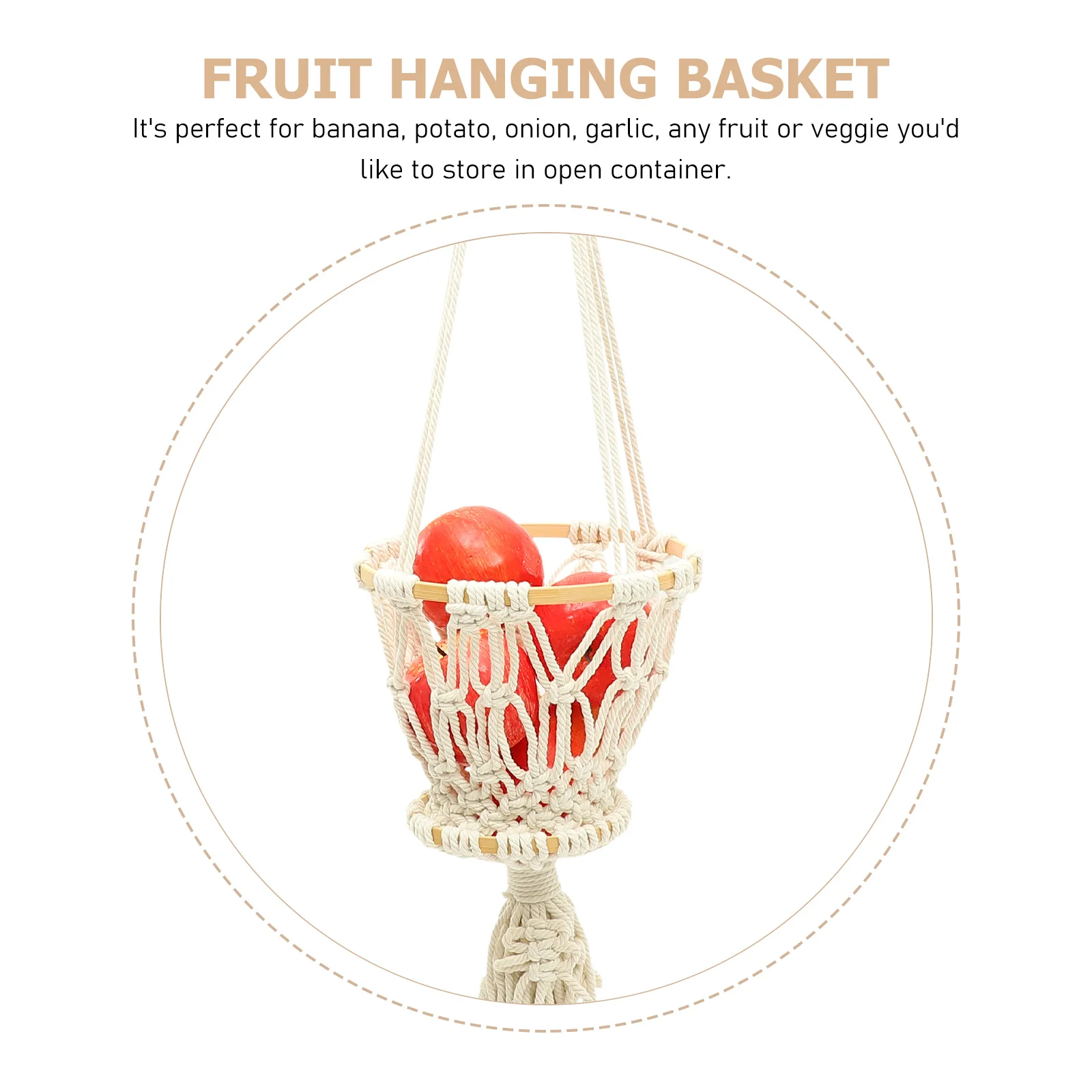 

Macrame Fruit Vegetable Wall Basket Cotton Rope Handwoven Hanging Storage Organizer Stylish Fruit Hammock Kitchen Decor