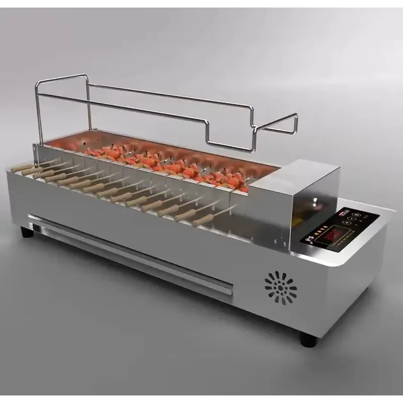 Automatic Electric Grill Large Burner for BBQ Kebab Cooking Indoor Outdoor Smokeless Grilling Machine