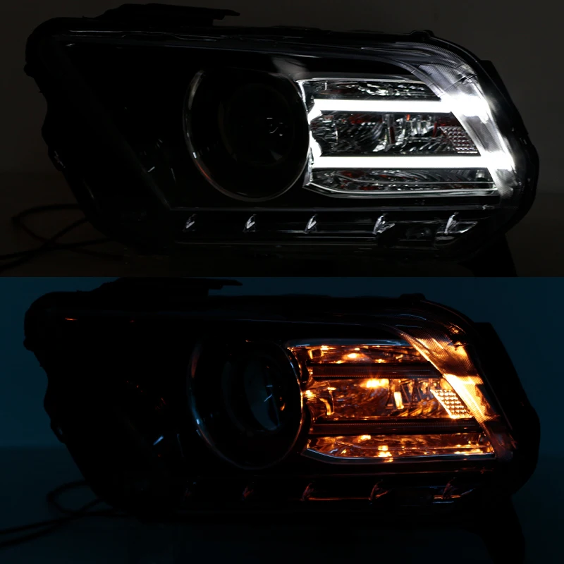 1 PC Car Headlight Assembly w/LED DRL Daylights Black Housing With Clear Lens Headlamp For Ford Mustang HID/Xenon 2013 2014