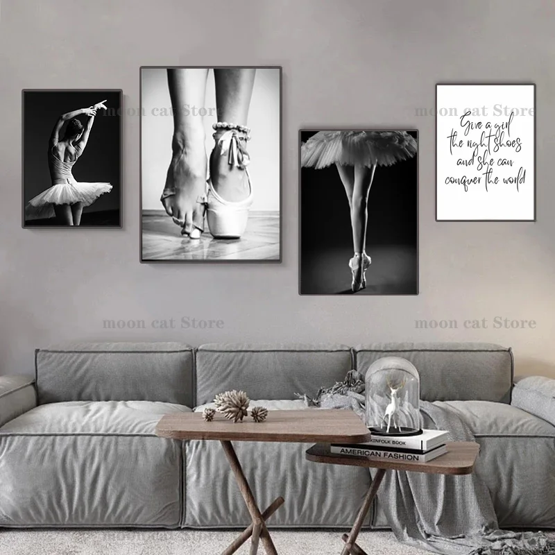 Black and White Ballet Girl Ballerina Posters And Prints Dancer Canvas Painting Wall Art Picture Home Decor For living Room