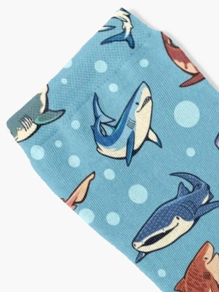 Sharks in the light blue Socks hiphop luxe colored hiking Socks Girl Men's