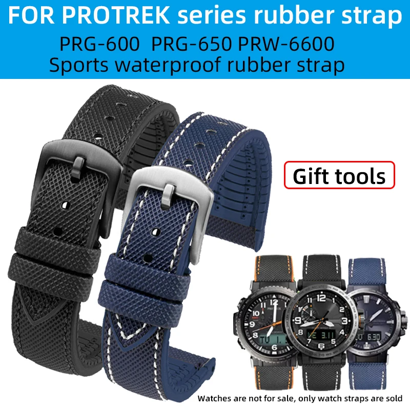 

For Casio PROTREK series PRG-650 PRW-6600 PRG-600 mountain watch sports RUBBER strap quick release watch chain 24mm