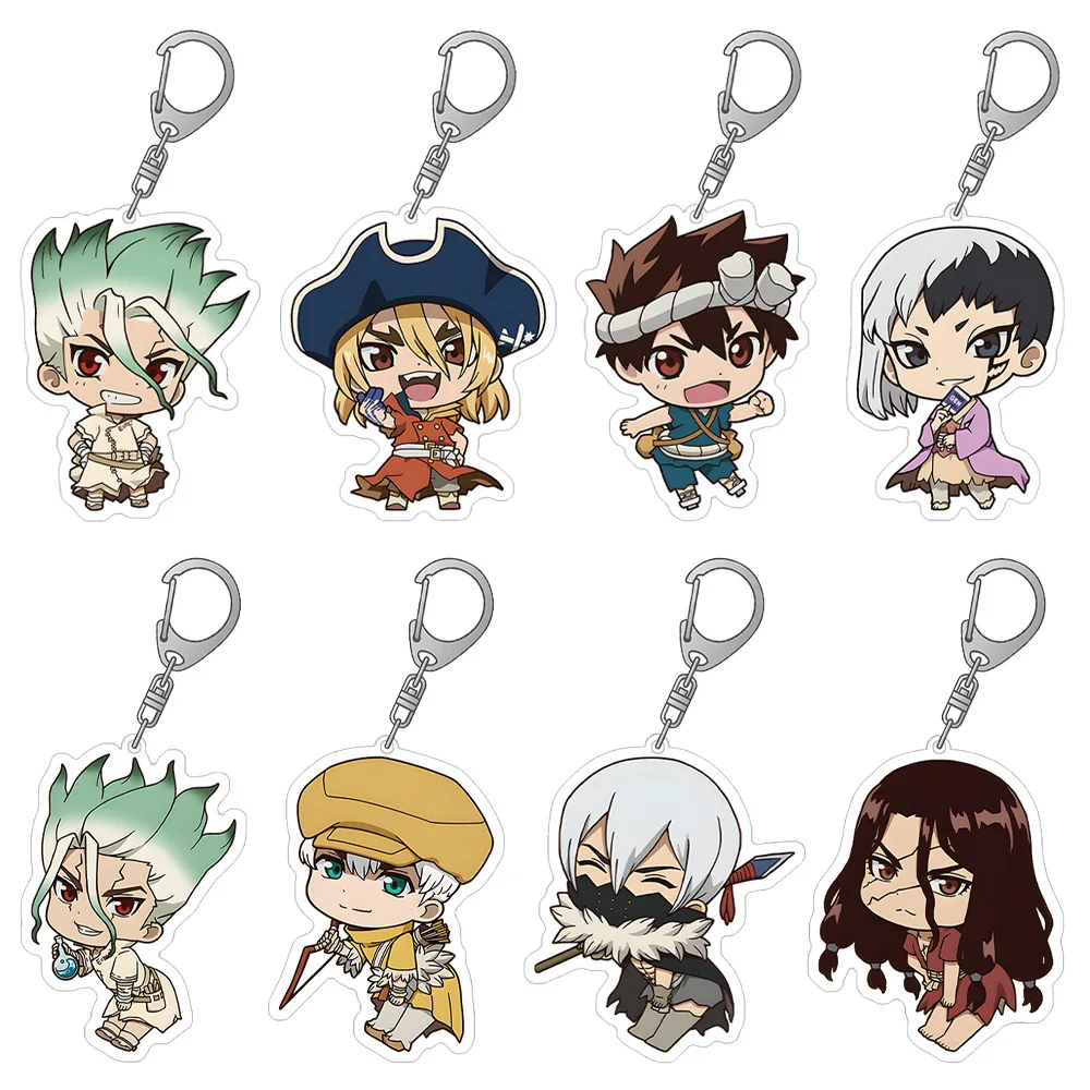 Dr.STONE TV Anime character Carlos Barrios Mirai Shishio Ryusui Nanami Gen Asagiri figures Acrylic keychain Bag pendant gift