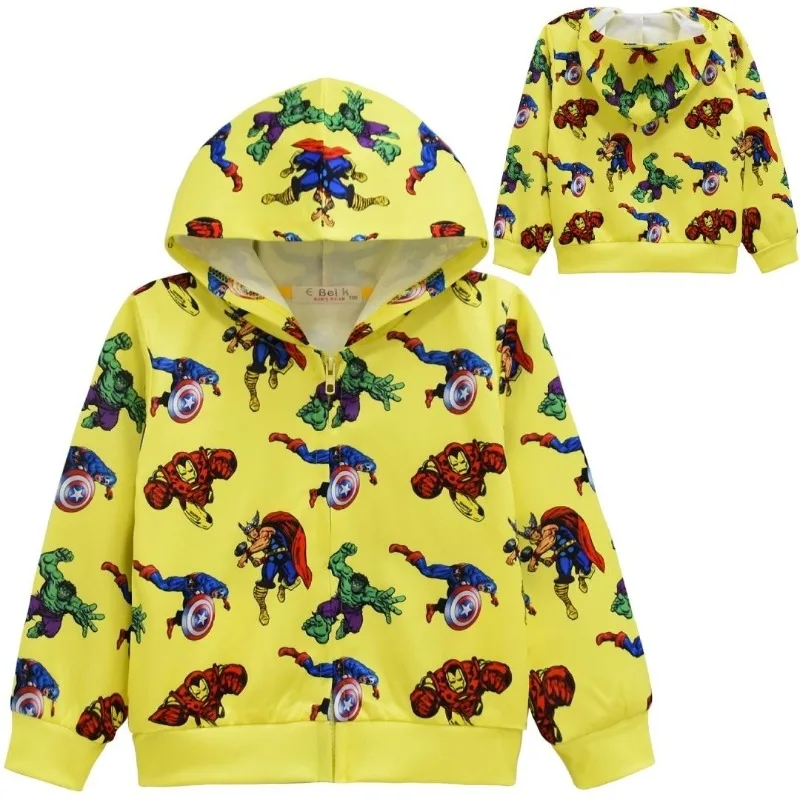 Marvel Iron Man Captain America Hulk kepribadian kreatif anime dicetak jaket longgar nyaman dengan hoodie mode baru