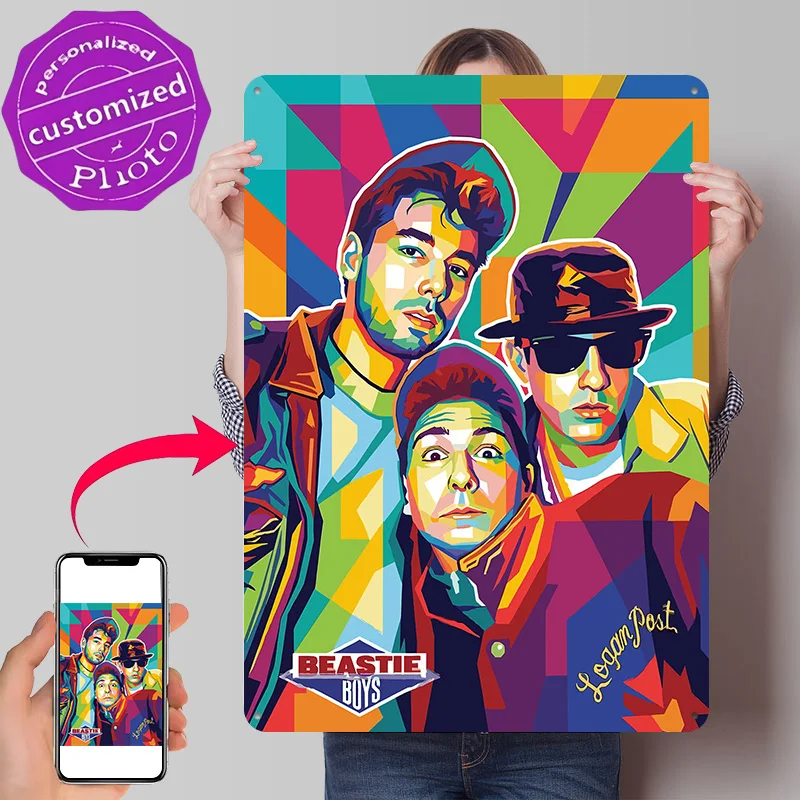 Beastie Boys Pop Art Portrait Metal Poster Perfect Gift for Fans Lovers Customized Wall Art Metal Sign for Home Decor Items Room