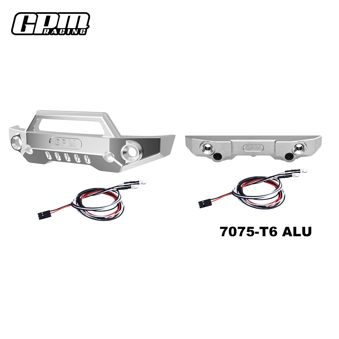 المصد الأمامي والخلفي من خليط معدني GPM 7075 مع أضواء LED لـ TRAXXAS Mini Maxx