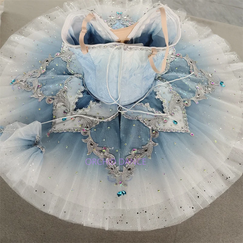 Costumi tutù di balletto classico blu giallo per bambini di alta qualità professionale da 9 o 12 strati di dimensioni personalizzate di colore personalizzato