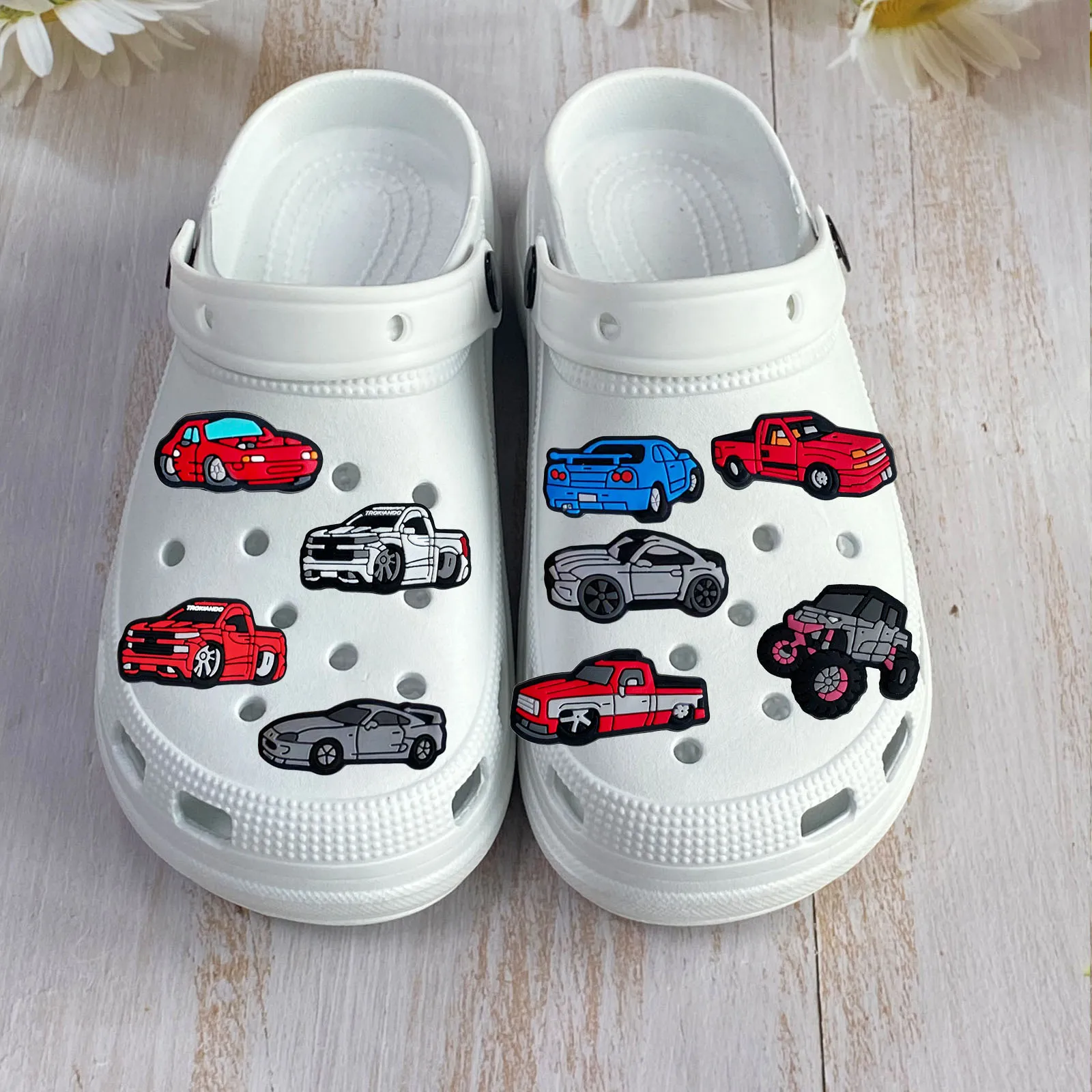 Jeep Car Shoe Encantos para Crianças, Cartoon Series, Fivela Decoração, DIY Tamancos, Pulseira Sandália, Acessórios para Presentes, 20Pcs