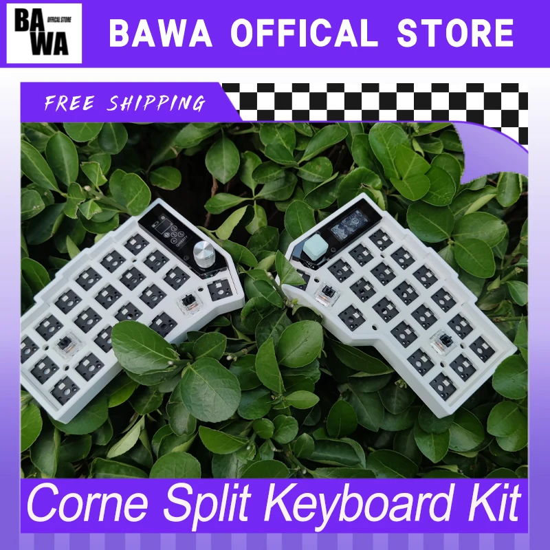 

Corne Split Keyboard Kit With Knob Rgb Hot Swap Pcb Screen Customized Wireless Mechanical Keyboard Kits For Zmk No Switch Keycap