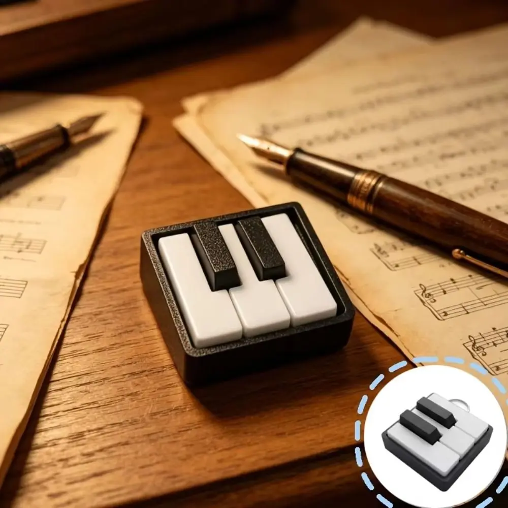 3D Printed Piano Stress Clicker Keychain Portable Design Sensory Fidget Piano Keyboard Clicker Mini Size Plastic Material