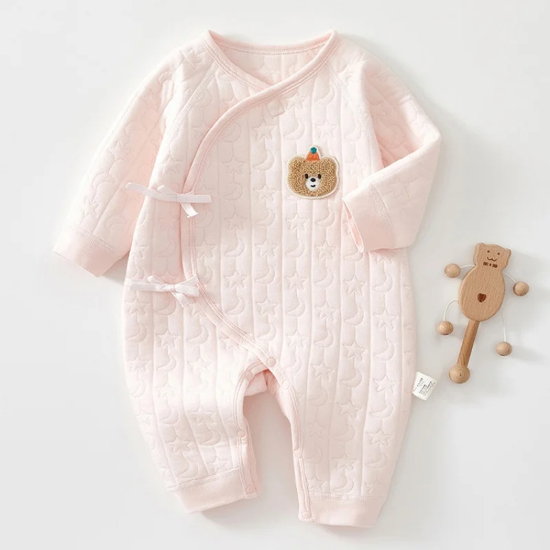 Autumn winter Newborn Romper Cotton Baby Jumpsuit Bear Embroidered Toddler Romper Warm Infant  Jumpsuit Onesie for Newborn