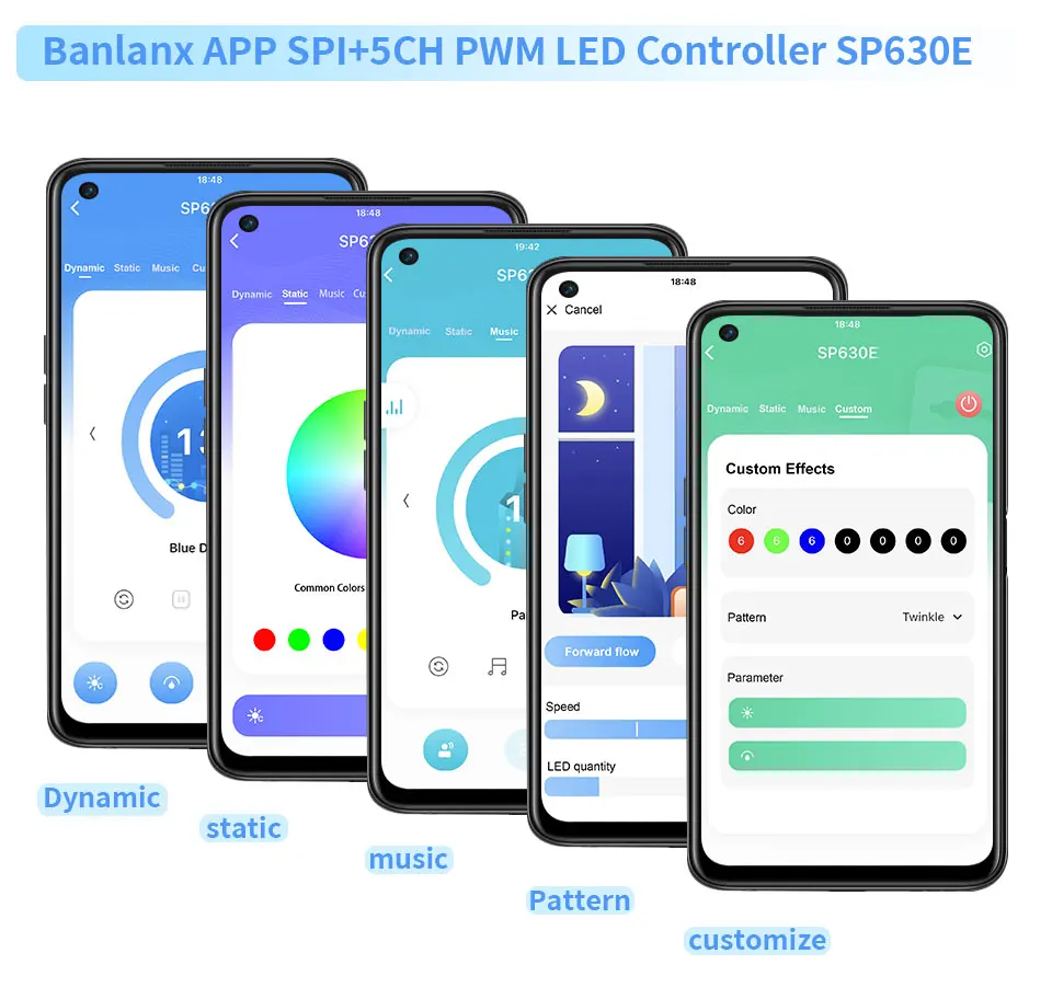 Wszystko w jednym kontroler LED SP630E 5CH PWM SPI pikseli dla taśmy LED WS2812B WS2811 SK6812 FCOB 5050 RGB RGBW CCT muzyka BT 5V-24V