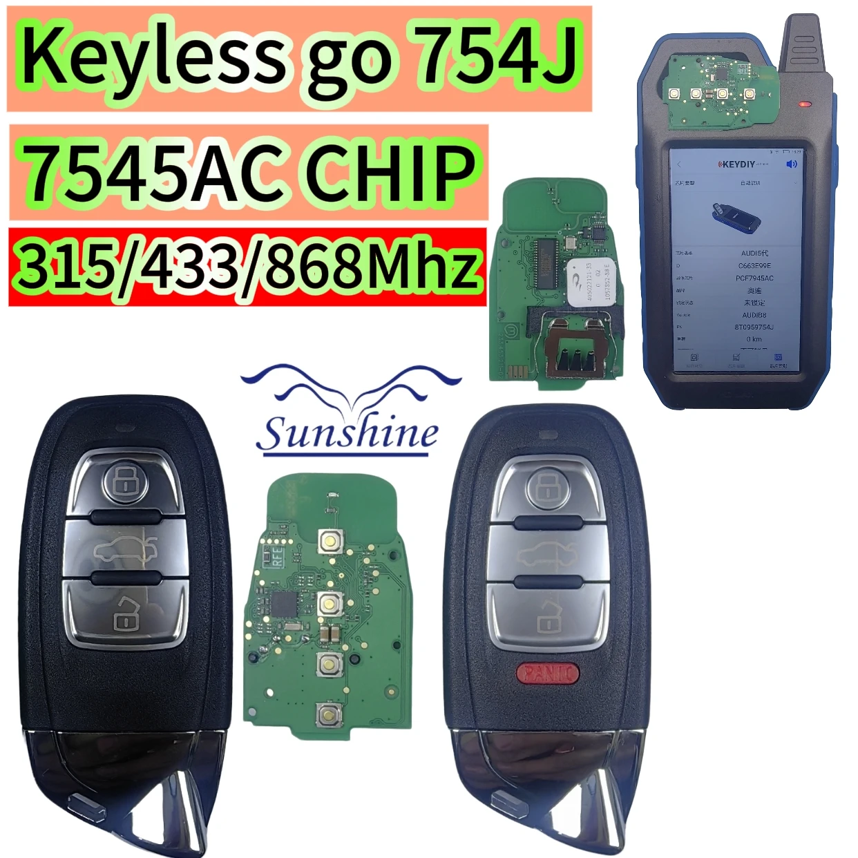 

Плата/корпус для смарт-ключа/печатной платы с дистанционным управлением 315/433/868 МГц 8T0 959 754J для Audi Q5 A4L A5 A6L A7 A8 A8L, для ключа Lamborghini
