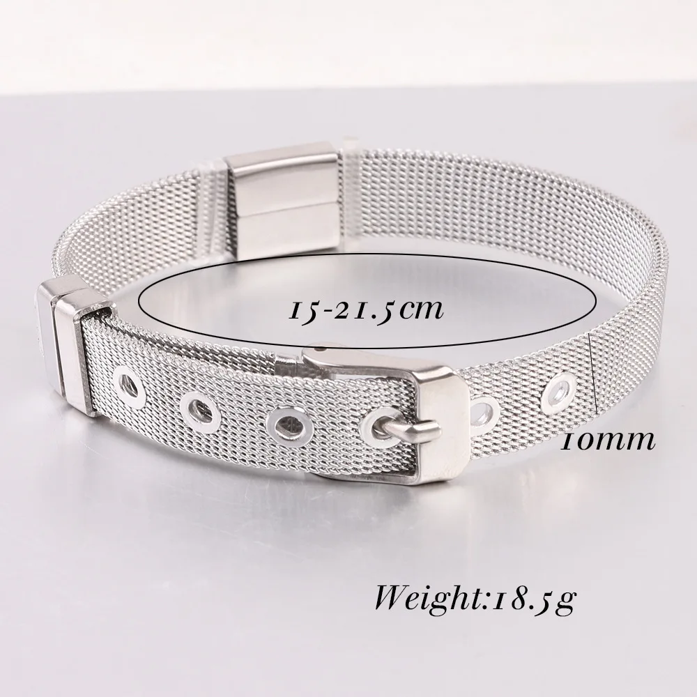 VQYSKO Stainless Steel Mesh Watch Strap Bracelet Buckle Stacking Bangle Gift For Her Best Friend Gift