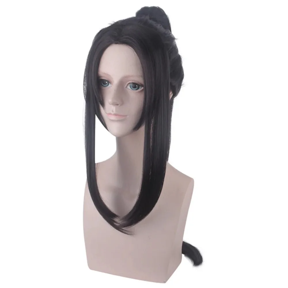 Peluca sintética, línea de pelo negra, disfraz de Cosplay, fibra larga y recta para fiesta de juegos de rol, Anime de Halloween