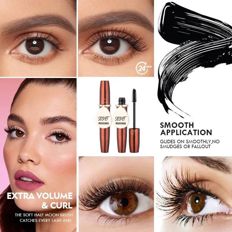 Hoge Kwaliteit 24-uurs 4D Mascara Styling Dikke Wimpers Make-Up Verlenging Verdikking Curling Zijdevezels Wimpers Mascara Cosmetische