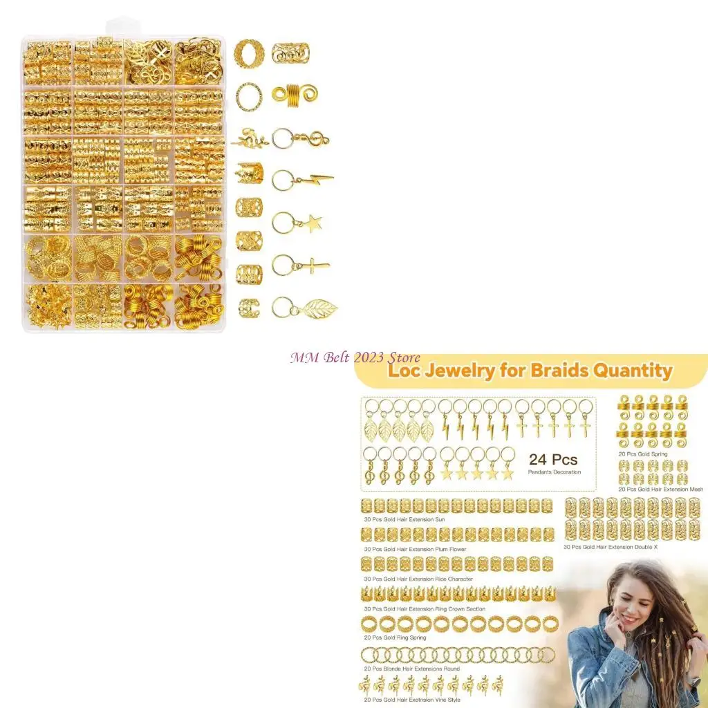 

49ME металлические украшения для волос, 275 шт., регулируемые заколки для волос, манжеты, кольца для волос для косичек, дреды, и