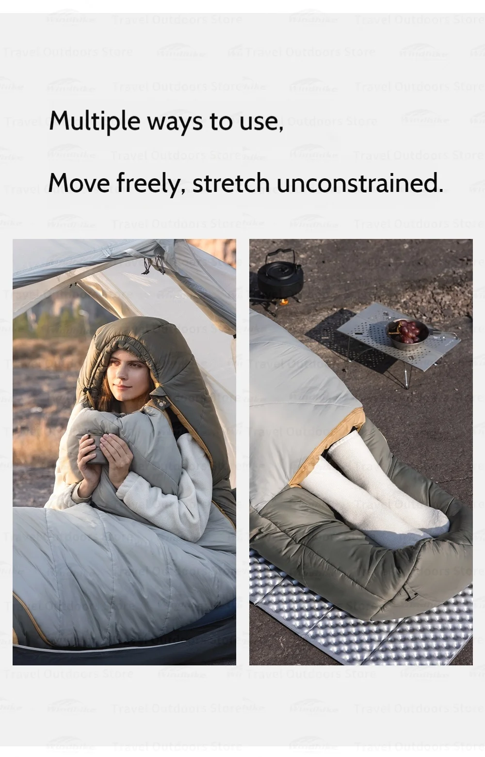 Naturehike Outdoor Warm Mujin PRO Mumienschlafsack für Männer und Frauen, leicht, für Camping, Wandern, Bergsteigen, Reisen, tragbar – Detail 11